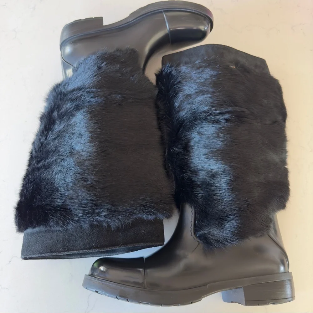 Oscar Sport Faux Fur Rain boots in black Size: 41 IT/10.5 US